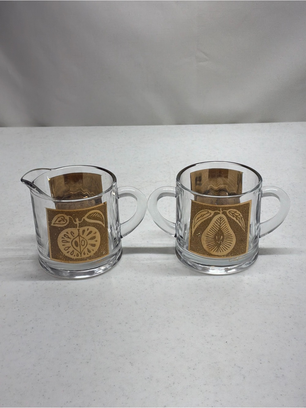 Culver Vintage Florentine Pattern 22K Gold MCM Creamer And Sugar Set Signed